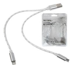 CABLE USB A MICRO USB + LIGHTNING NM-C89 23CM NETMAK