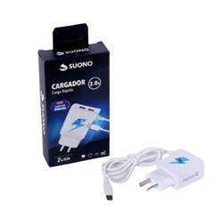 CARGADOR PARED CABLE MICRO USB 3.0A + 2 USB RGC50030 SUONO