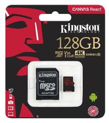 MEMORIA MICRO SD 128 GB CLASE 10 4K CANVAS REACT KINGSTON