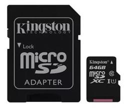 MEMORIA MICRO SD 64 GB CLASE 10 80MBS CANVAS KINGSTON