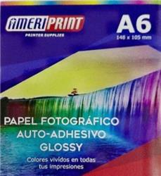 PAPEL FOTOGRAFICO AUTOADHESIVO BRILLANTE A6 130G AMERIPRINT