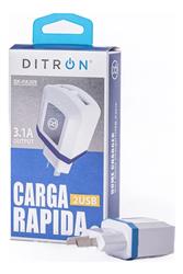 CABEZAL CARGADOR PARED 5V 3.1A SALIDA 2 USB SK-PA3