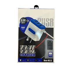 CARGADOR USB 5V 6.8A 3 USB + CABLE USB-C SM-610