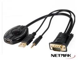 CONVERSOR DE VGA + AUDIO A HDMI NM-C63 NETMAK