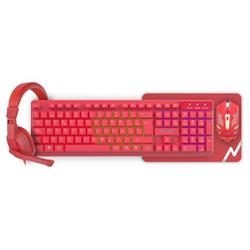 KIT 4EN1 AURICULAR, TECLADO, MOUSE Y PAD NKB-413R ROJO NOGA