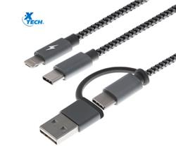 CABLE USB A MICRO USB + LIGHTNING + USB-C XTC-560 XTECH