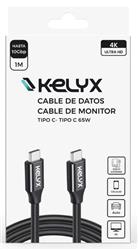CABLE USB-C A USB-C 1 METRO 65W 3.2A 4K KELYX