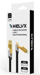 CABLE USB A USB-C + LIGHTNING 4EN1 1.5 METROS 60W KELYX