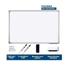 PIZARRA BLANCA 40X60 BORDE METAL + 2 MARCADORES + 