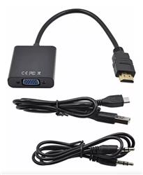 CONVERSOR HDMI A VGA + 3.5MM AUDIO CON ALIMENTACION GEN